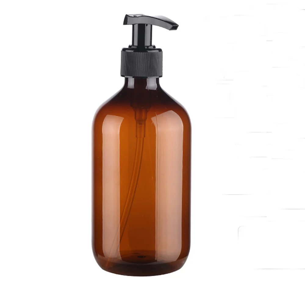 500ml free shipping Refillable brown&amber Squeeze plastic lotion bottle with pump sprayer PET Plastic Portable lotion Bottle