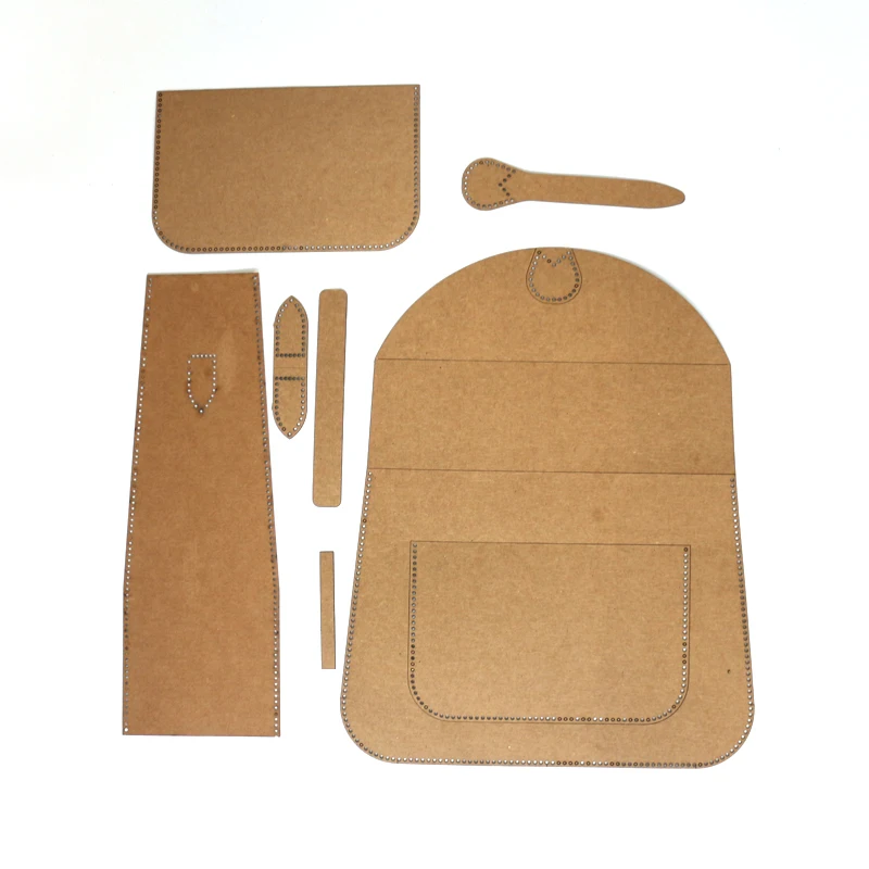 New Kraft paper template DIY leather sewing pattern template for handbag 7pcs/set finished size28x20x10cm