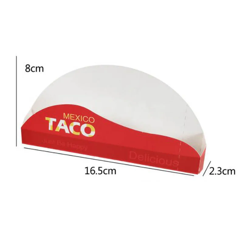 200pcs Taco Holders Mexican Food Paper Box Pizza Tool Hot Dog Holder Stand Restaurant Taco Packaging Box