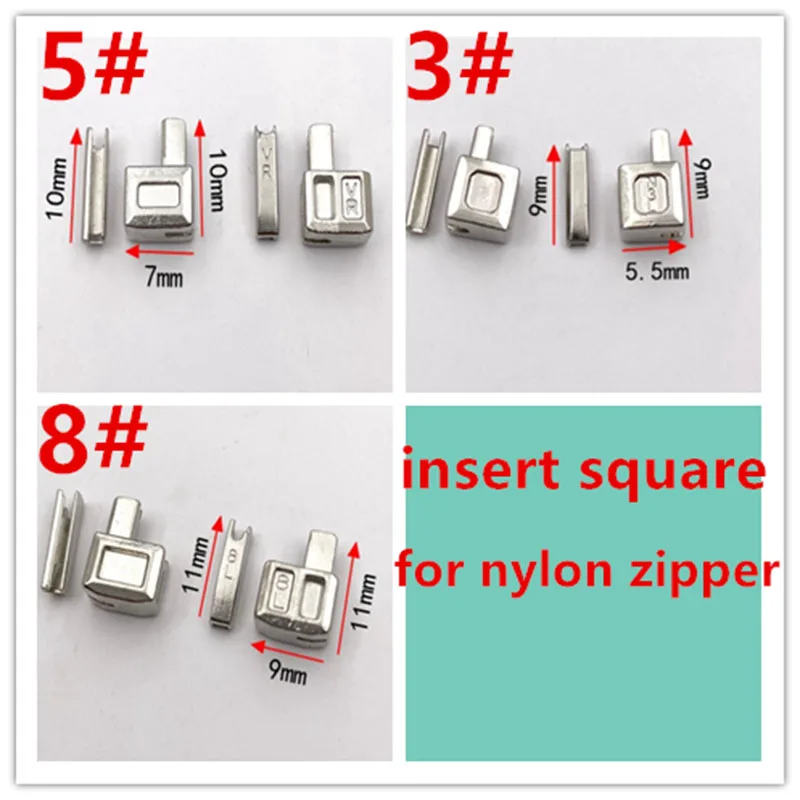 3#5#7#silver black insert square zipper stopper waterproof  reverse teeth single end double open ends nylon zipper repair1858