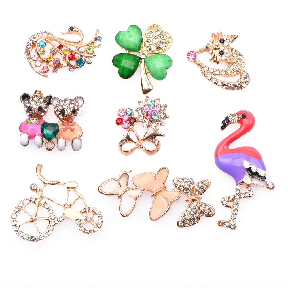 Best Sale 1 Pcs Butterfly  Shoes Charms Bling Metal Bear Decorations Shiny Rhinestone Cat Bracelet Accessories Maple Leaf