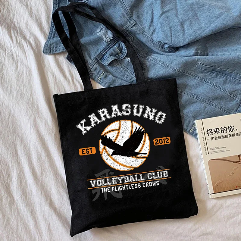 Manga Anime Shopping Bag Haikyuu Graphic Tote Shopper Bag Women Canvas Shoulder Bag Female Ulzzang Eco Large-capacity 90s