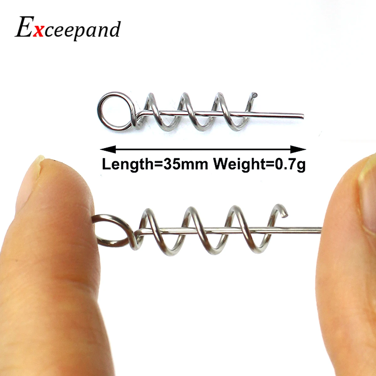 Lot 20 Exceepand 35mm Fishing Hook Connector Stainless Steel Swivel Snap Spiral Spring Lock Pin Fixed Latch Needle Worms Bait