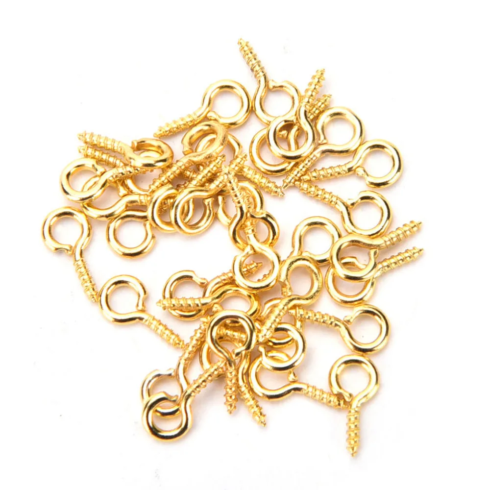 100pcs/lot 8/10mm Mini Eye Pins Eyepins Hooks Eyelets Screw Threaded Metal Jewelry Pendant Clasps DIY Jewelry Making Accessories