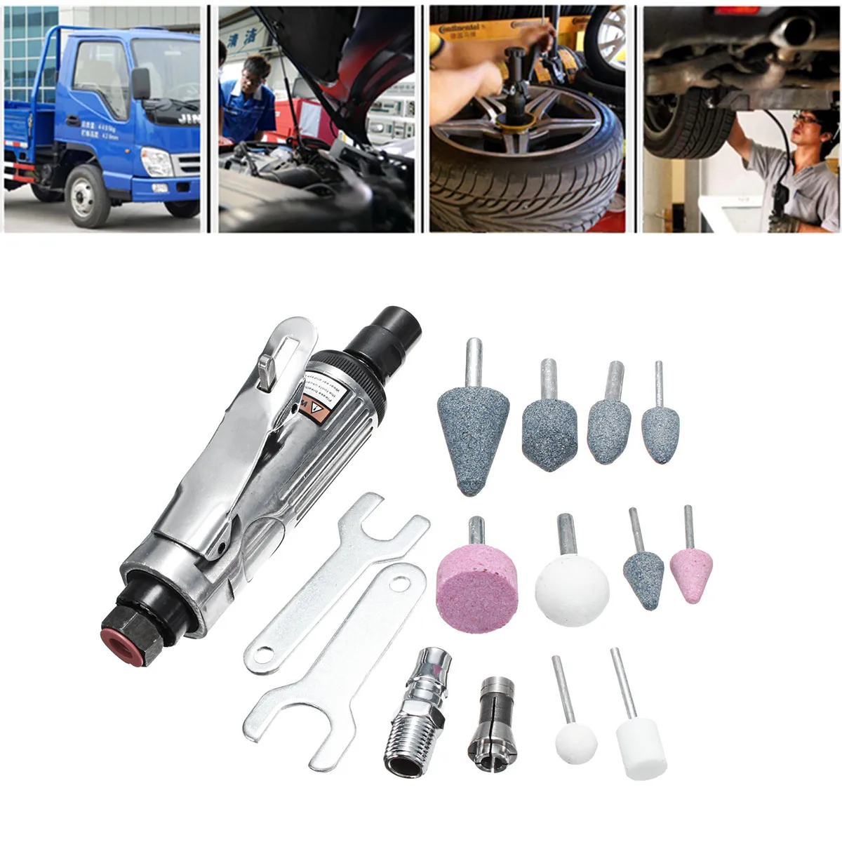 Novo compressor de ar 16 pcs, kit de pedra de moagem, esmalte de ar 1/4 segundos, ferramentas de gravação, ferramentas pneumáticas