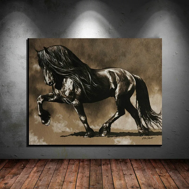 

New arrivals animals horse Oil Painting on Canvas Posters and Prints Cuadros Wall Art Pictures For Living Room