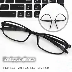 +1.0 To +4.0 Fashion TR90 Reading Glasses Square Black Frame Unisex Ultra-lightweight Presbyopia Glasses Women Man Gafas 2022