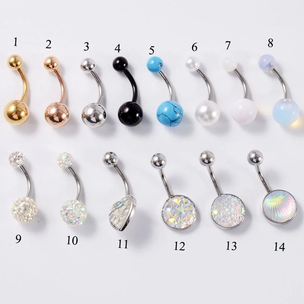 1pcs Surgical Steel CZ Gem Heart Ball Belly Piercings Navel Belly Button Rings Crystal Earrings Woman Sexy Body Piercing Jewelry