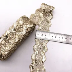 1 Yards Sequins Ribbon Embroidered Lace Fabric Cloth Dress Material DIY