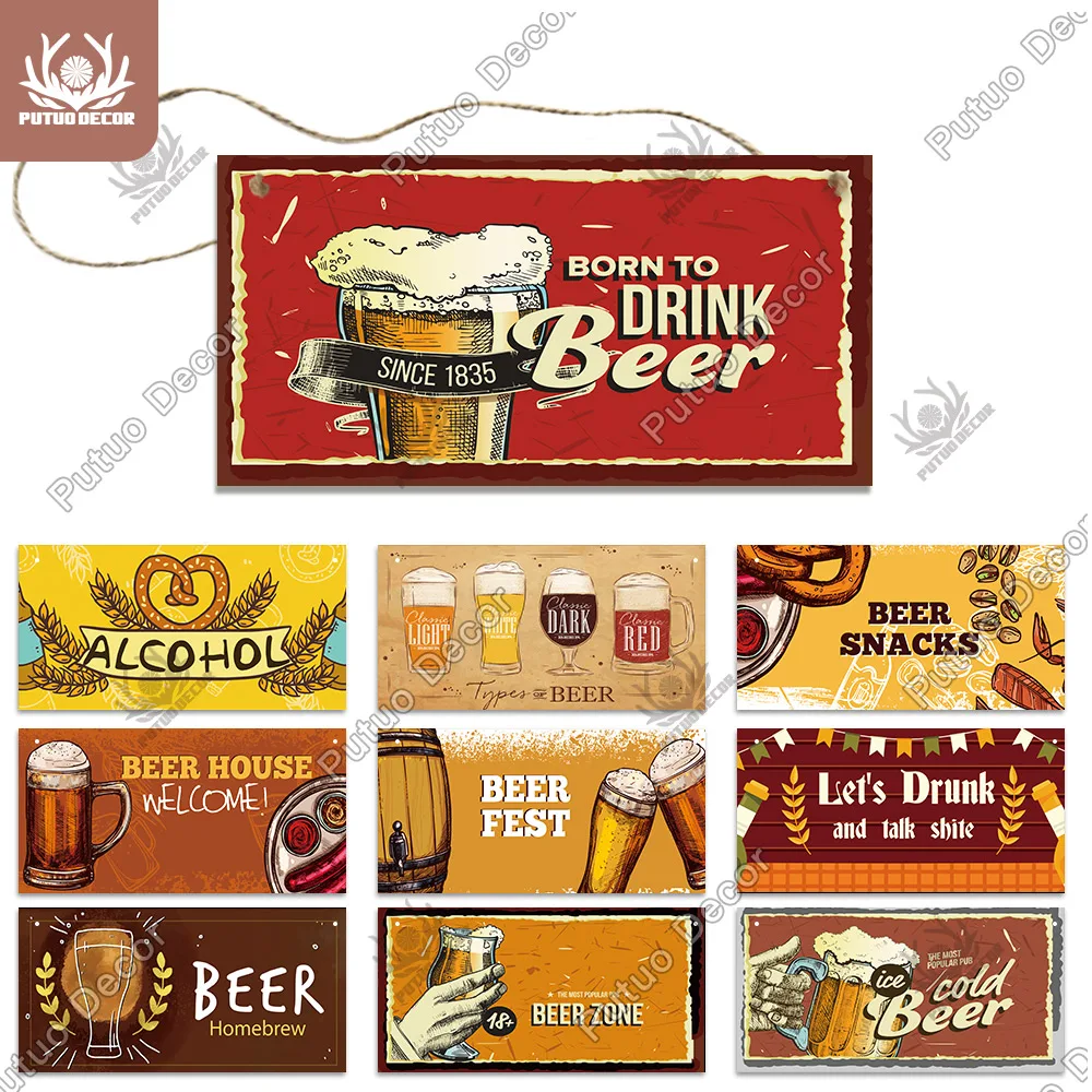 Putuo Decor-Wooden Beer Plaque, Hanging Signs, Gifts for Bar, Door Decoration, Pub, Club, Beach Hanging Wall Decor