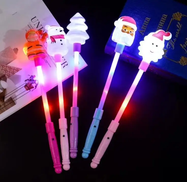 Christmas Glow Stick Snowman Glitter Sticks | Old Man Head Magic Fairy Children's toy Activity Supplies kid gift SN1165