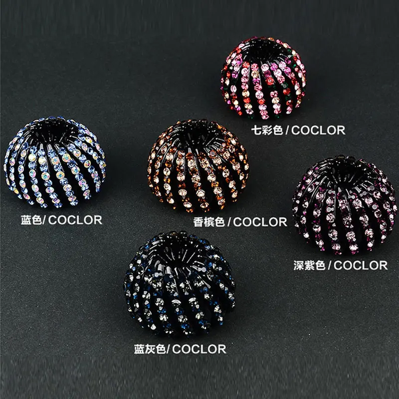 2022 New Women Bun Crystal Hair Claw Bird Nest Horsetail Buckle POnyil Holdedr Hair Clip DIY Bun Maker Female Hair Accessories