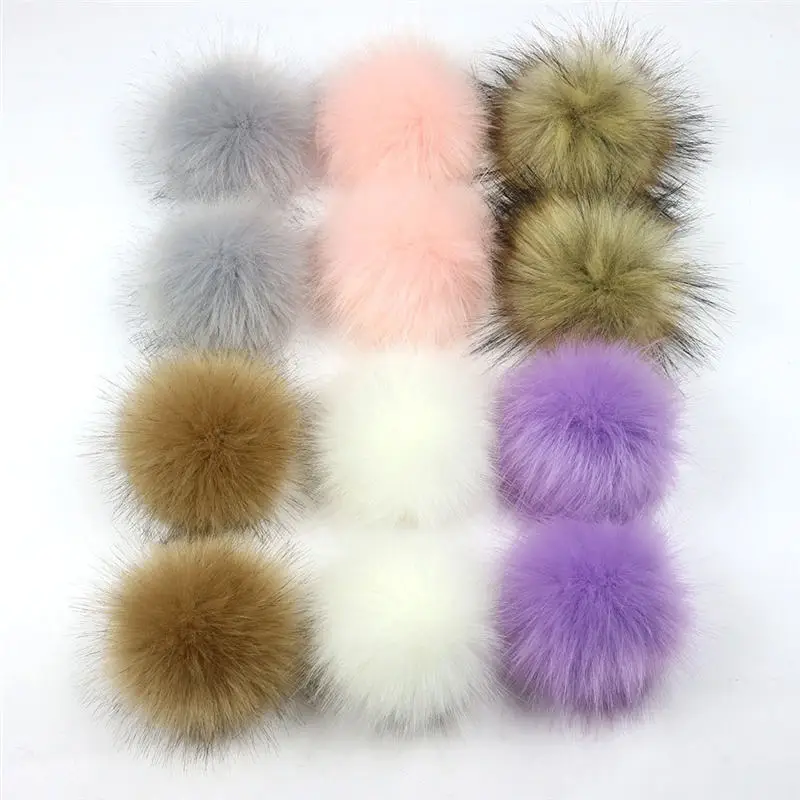 

12PCs 8cm False Hairball Hat Ball Fur Pompom Fake Fox Hat Ball Pom Pom With rubber band DIY Handmade Clothing Hat Accessories