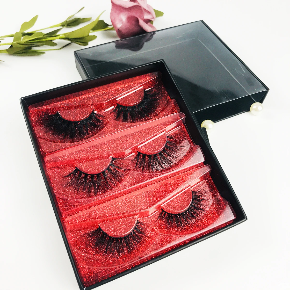 Wholesale 3 Pair Eyelashes Packaging Boxes Customize Logo Fake 3d Mink Lashes Package Empty Rectangle Fluffy Mink Lashes case