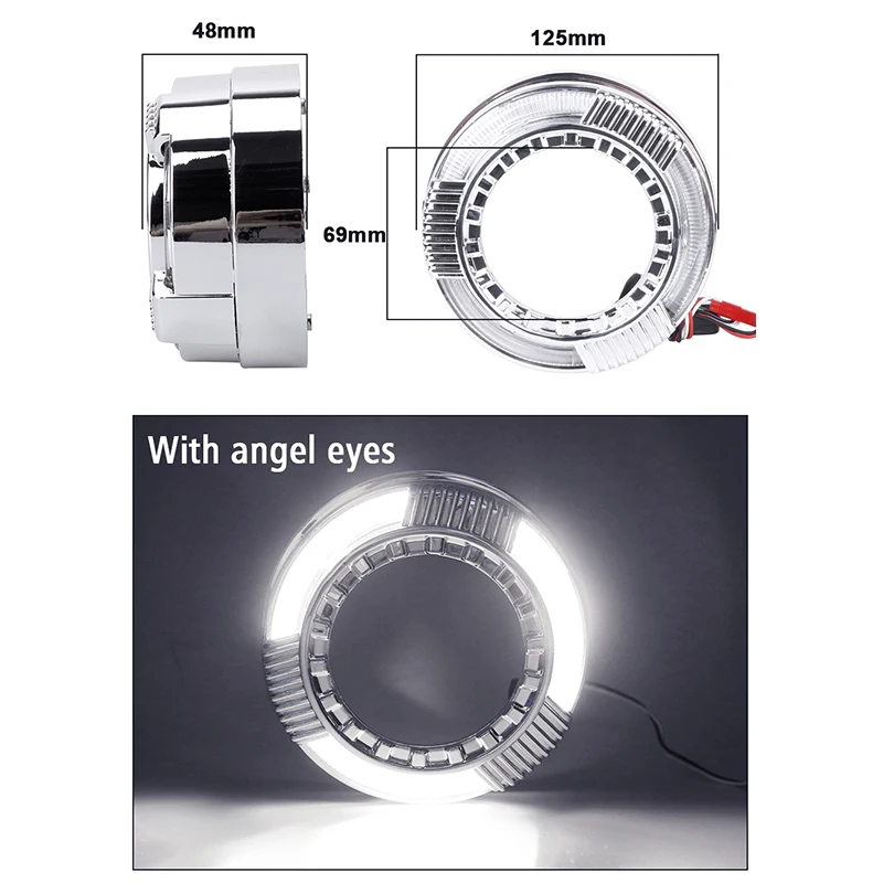 Angel Eyes Projector Shrouds For Hella 3R G5/Koito Q5/WST 2.5/3.0 inch Lens Bi-xenon LED Headlight Lenses Car Lights Accessory