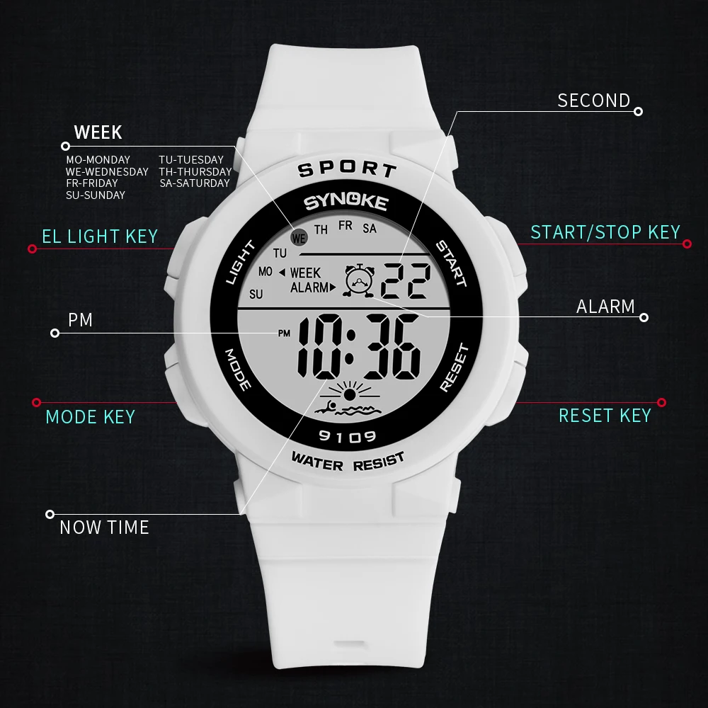 SYNOKE-relojes electrónicos para mujer, Reloj clásico a la moda, resistente al agua, 2019