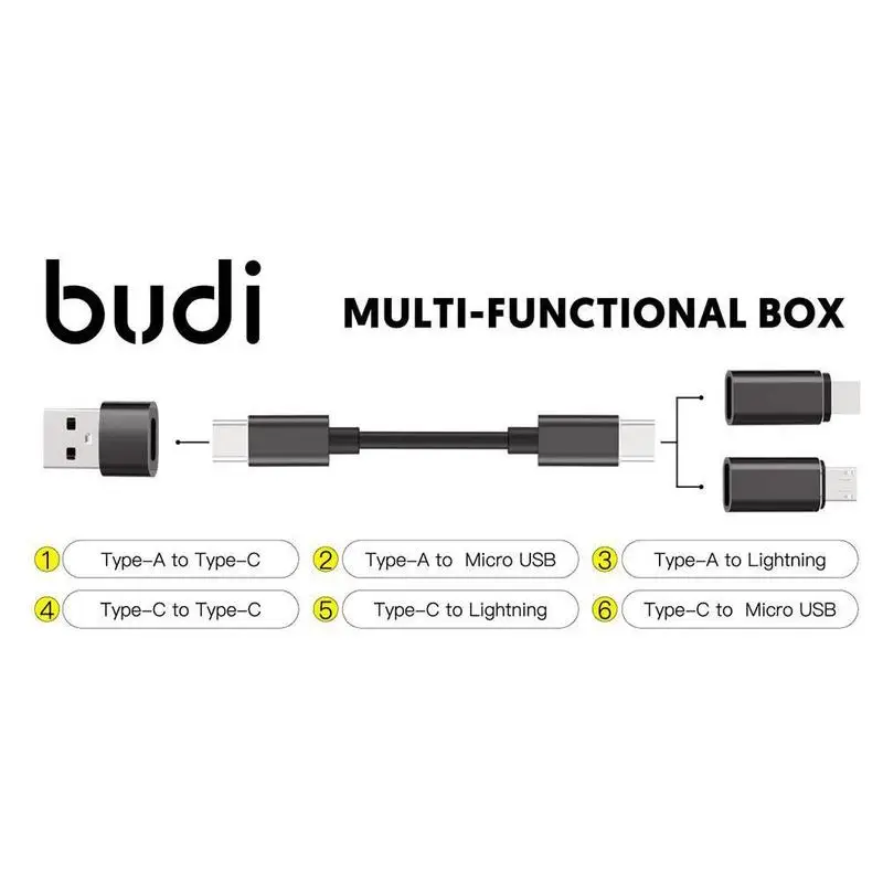 BUDI Multi-function Smart Adapter Card Storage Data TF types Cable USB Box 6 KIT SD Memory Card SIM Multi-Cable Reader Cable