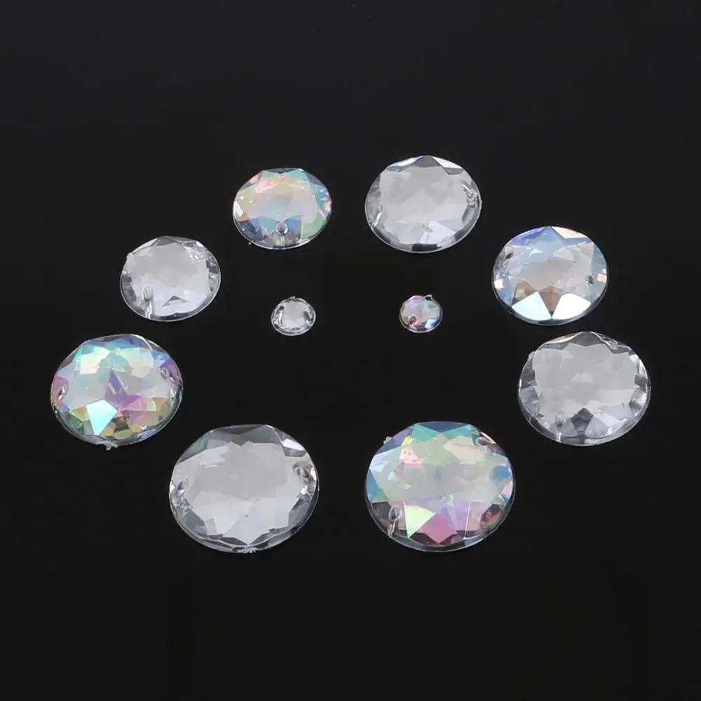 20-200pcs Sewing Flatback Beads Rhinestone Round Acrylic Beads Sew On Strass Crystal Stones For DIY Clothes Garment Decoration