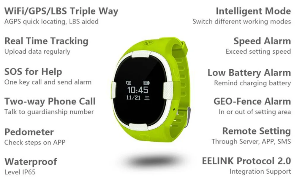 Bulid-in Battery GPS /WIFI/LBS Real Time Tracking System APP Remote Control 2G GSM Watch Tracker and Locator GPT18