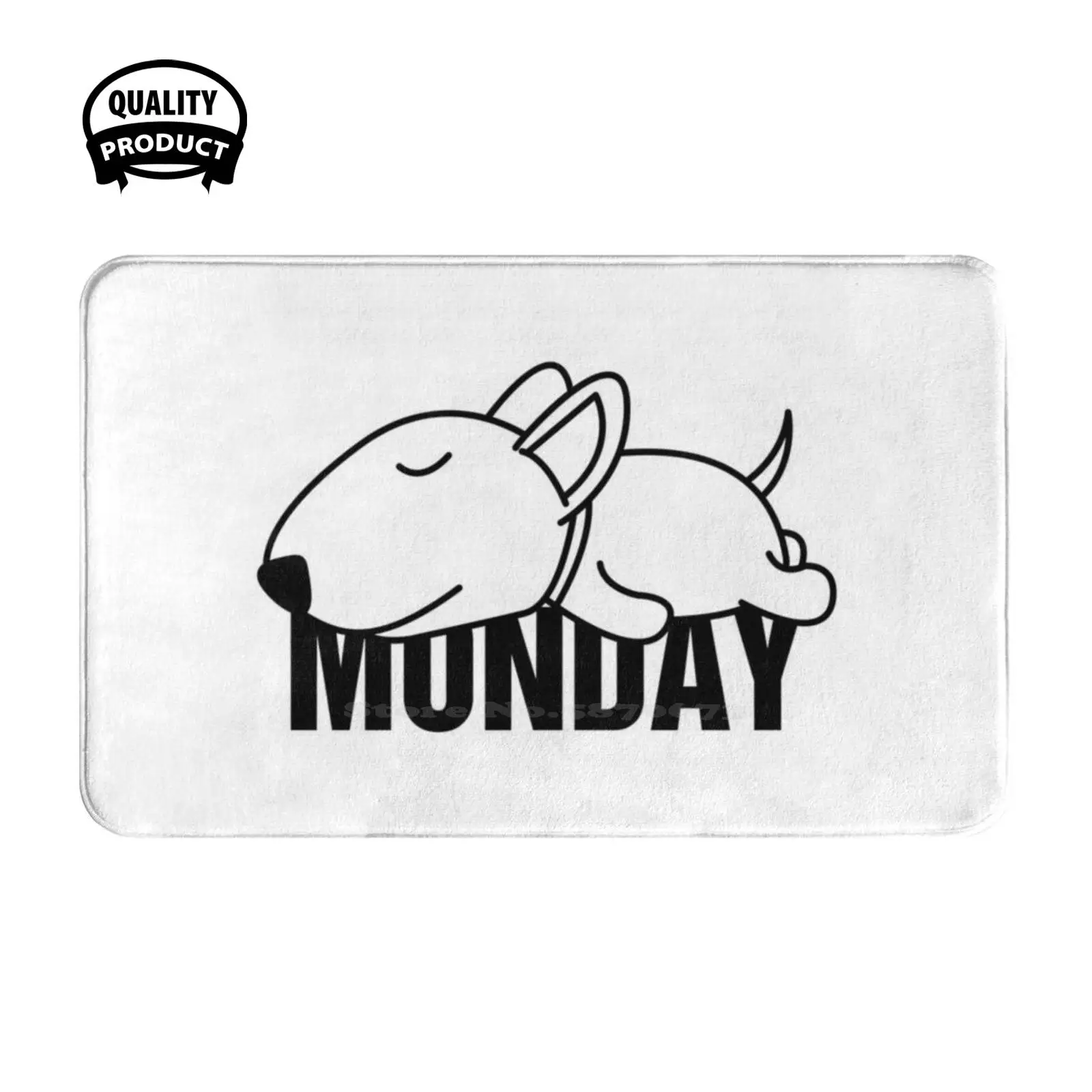 Monday Blue Sleepy Bull Terrier Soft Cushion Home Carpet Door Mat Car Rug Bull Terrier Lover Miniature Bull Terrier Dog Pet