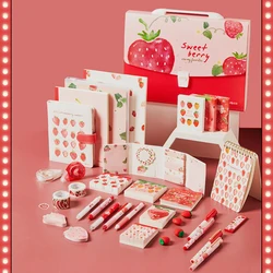 Kawaii Strawberry Meets PP Loose-leaf and Paper Tape Information Booklet Small Fresh Girl Heart Cute Gel Pen Cute Learning Set