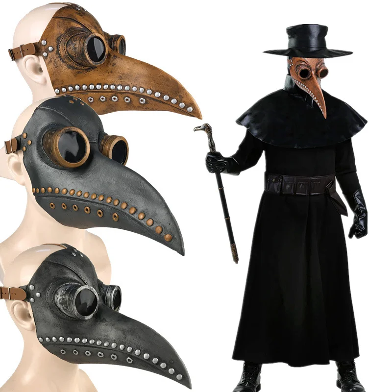 Halloween Plague Doctor Masks PU Leather Medieval Steampunk Mask For Face Fashion Bird Beak Mask Halloween Cosplay Prop Mask