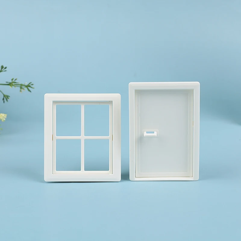 Mini casa, Villa, puertas y ventanas de plástico, modelado y Decoración de casa, ventana DIY 1/12, accesorios en miniatura de casa de muñecas