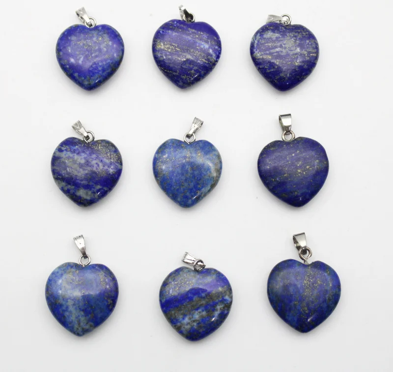 

Wholesale 30pcs Natural Stone Lapis Lazuli Crystal 16mm Heart Pendant for DIY Jewelry Making Necklace Accessories