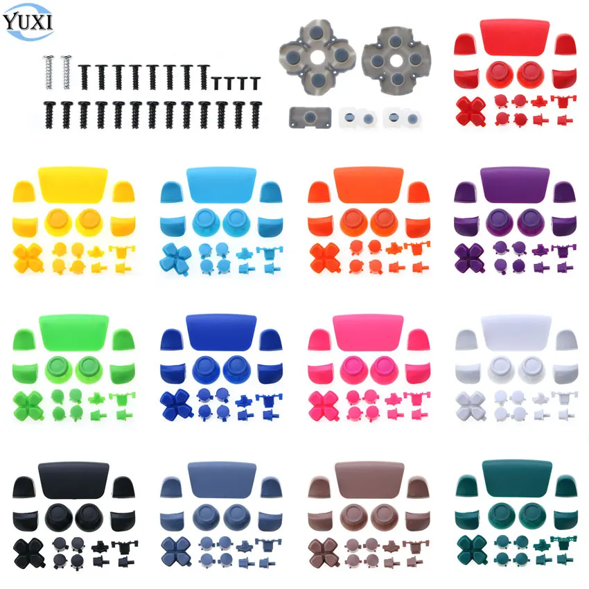 YuXi Clear Buttons Kit L1 R1 L2 R2 Triggers D-pad Share Options Button For DualSense 5 PS5 Controller Conductive Rubber & Screws