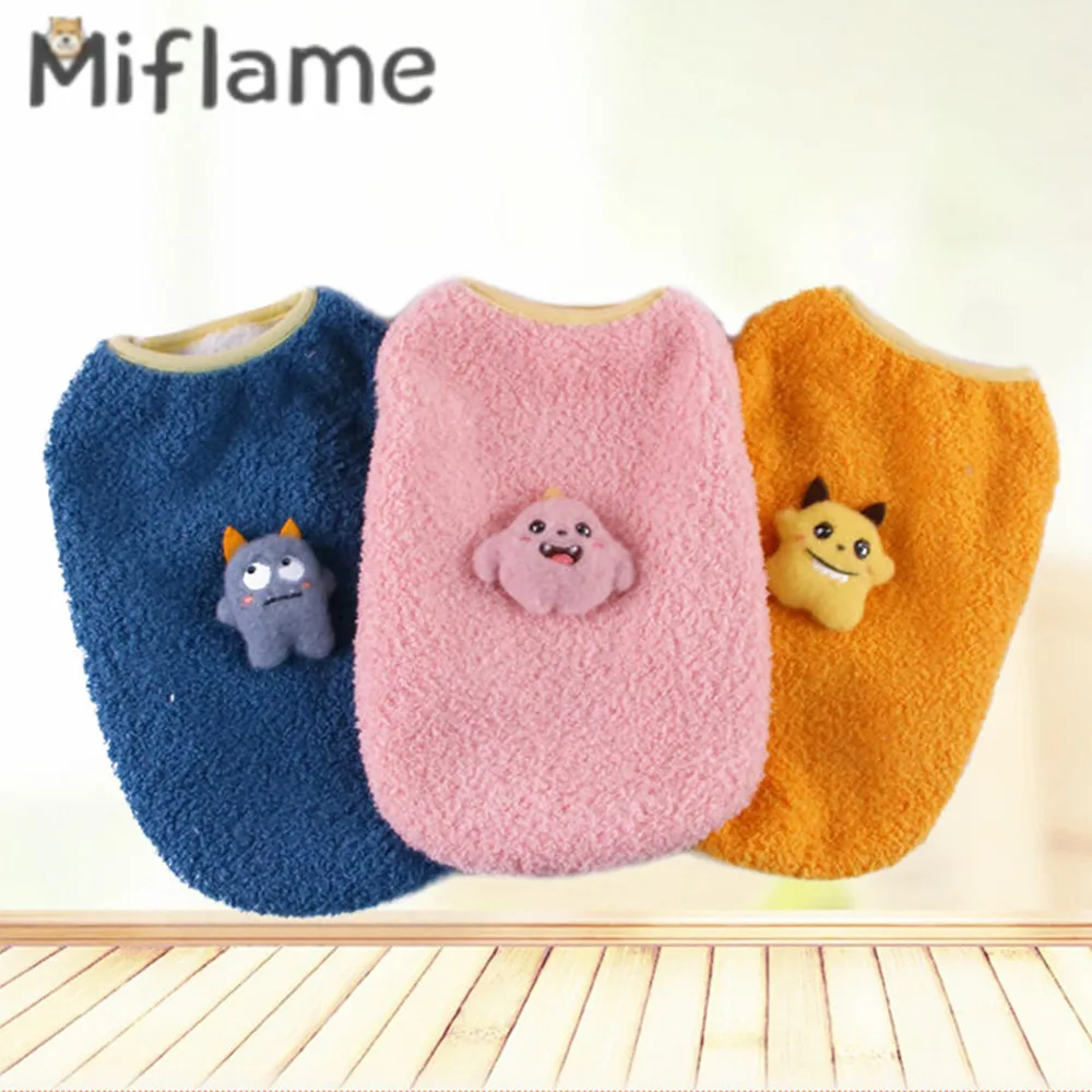 

Miflame Monster Small Dogs Clothes Winter Warm Pet Cat Costume Pomeranian Bichon Cute Puppy Clothing Fleece Dogs Hoodies Sweater