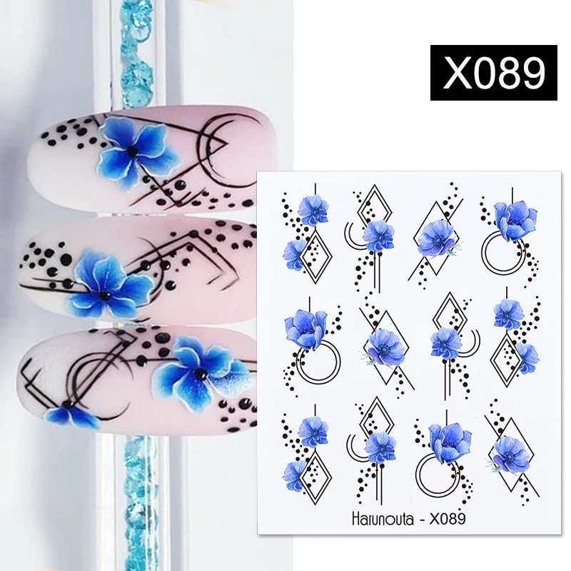 3D nagelsticker paars rood bloeiende bloemen overdracht stickers bloemenblad watermerk lijnen voor slider nail art decoratie manicure