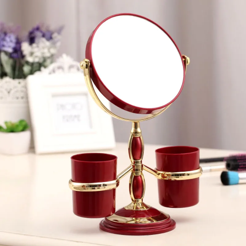 

European Style Desktop Makeup Mirror, Double-Sided Vanity Mirror, Desktop Mirror With Storage Box, Portable Princess Mirror