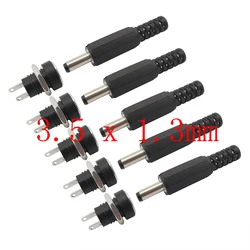 5Pairs DC 3.5 x 1.3mm DC Power Male Female Jack Nut Panel Mount Solder Wire Connectors 3.5mm x 1.3mm DC Plug Socket Connector