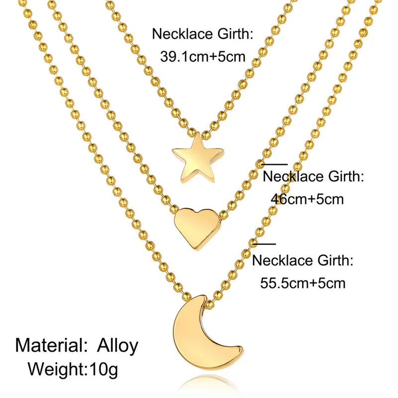 Woozu Bohemian Gold Color Moon Star Choker Necklace Multilayer Pendant Fashion Jewelry for Women Ethnic 2025 Female Accessory