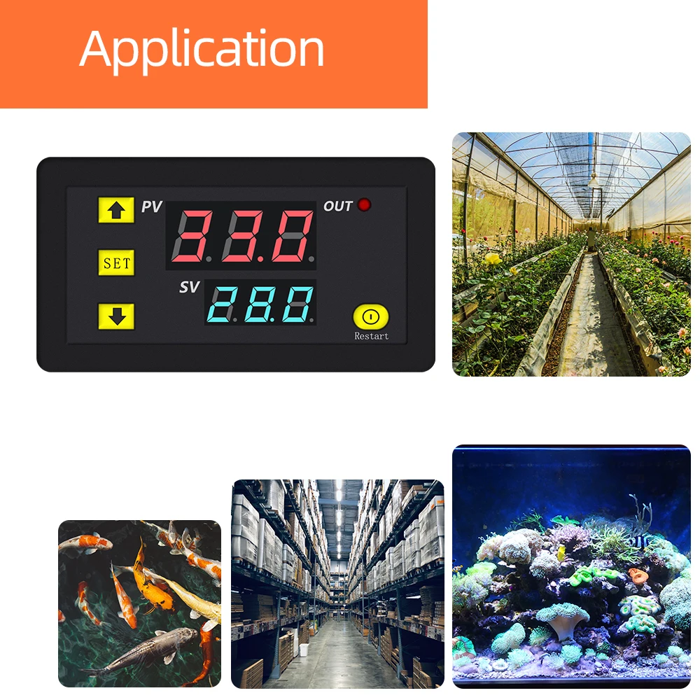 W3230 12V 24V AC110-220V Digital Temperature Control LED Display Waterproof Thermostat With Heat/Cooling Control Instrument