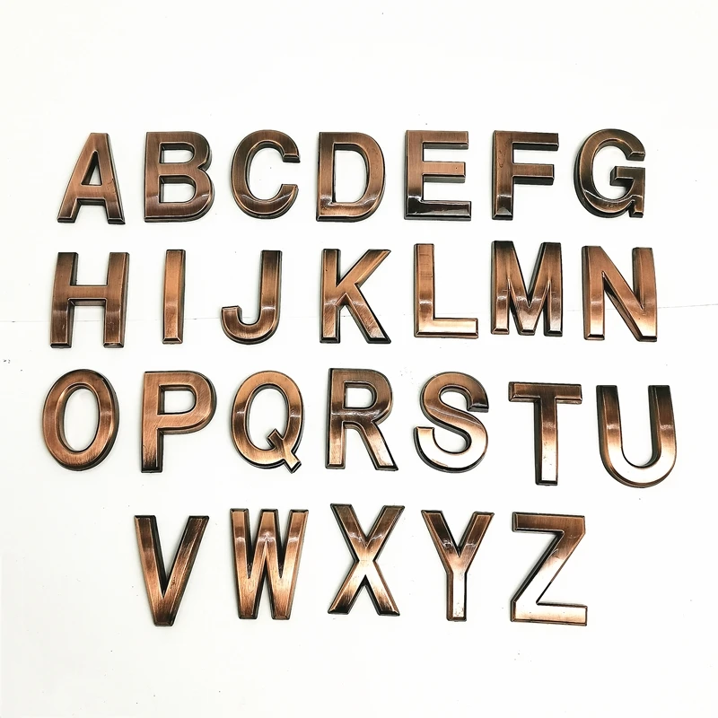 Decoration House Numbers A To Z Modern Letters  Copper Plaque Hotel  Address Digits Sticker Home Decor Wedding Room Accessories