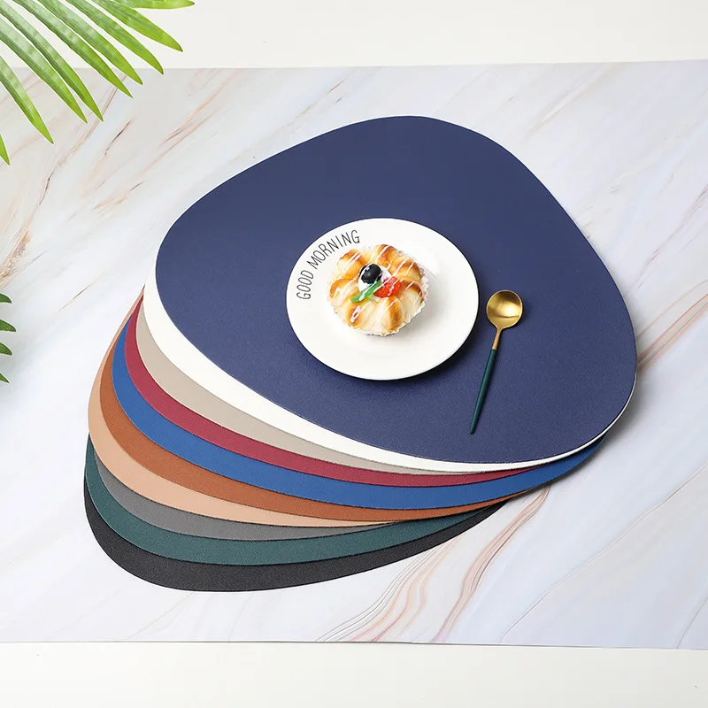 Kitchen Placemat Table Mat Tableware Pad  Leather Oil Waterproof Heat Insulation Non-Slip Placemat Soft  Washable Bowl Coaster