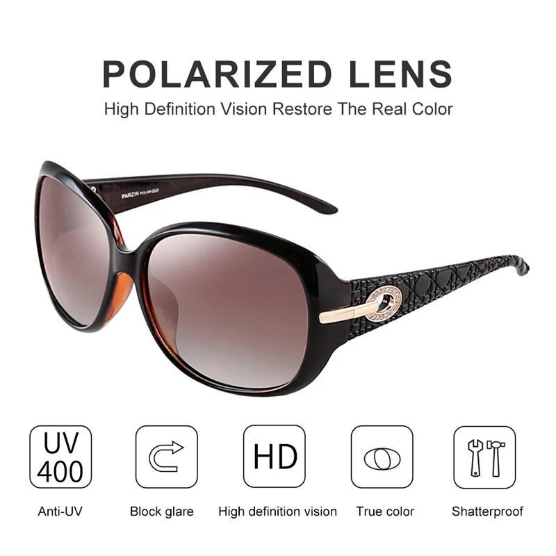 PARZIN Oversized Polarized Sunglasses Women Vintage Oval UV400  Protective Ladies Glasses Retro Fashion Travel Gafas De Sol
