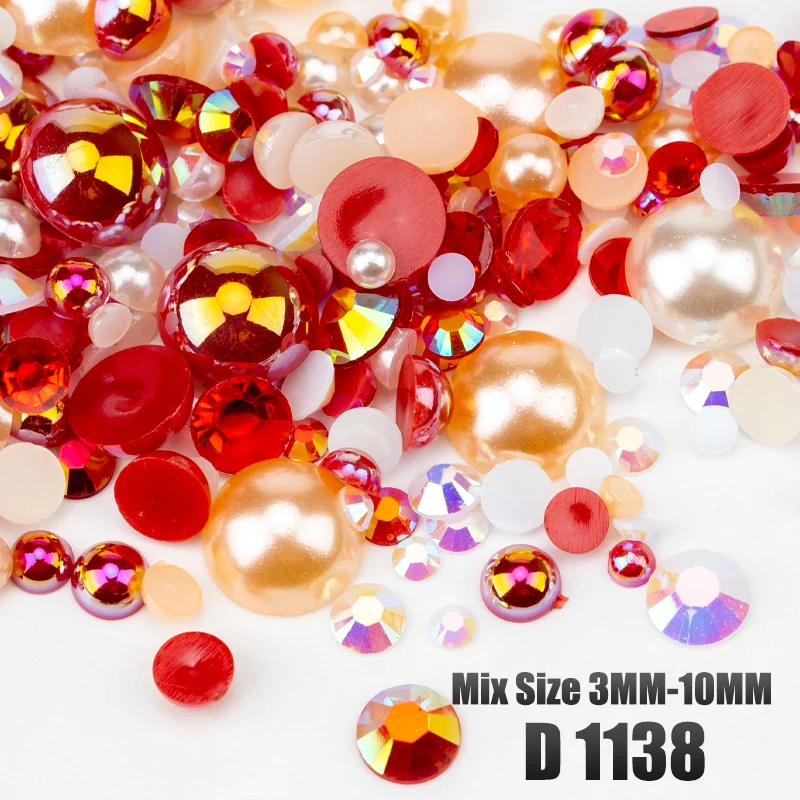VDD 30/60/200g Gemischte Größen ABS Imitationsperlen Halbrunde Flachrückseitige Perlen AB-Farbe Harz-Strasssteine für Handwerk, Nagelkunst und DIY-Dekoration – Detail 34