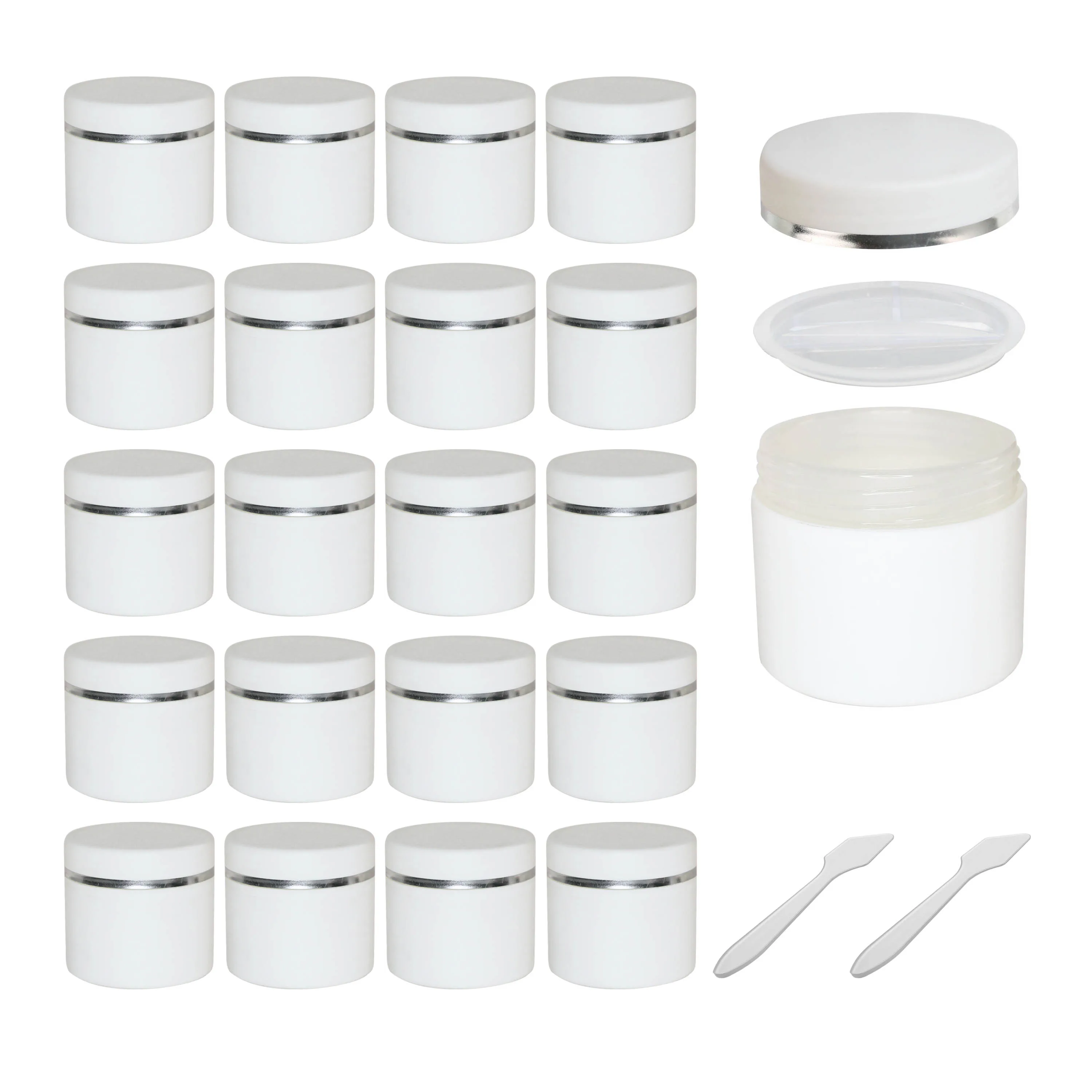 20pcs 30ml 50ml 100ml Empty Travel Face Cream Double-wall White Jar Cosmetic Container Round Plastic Empty Cosmetic Box