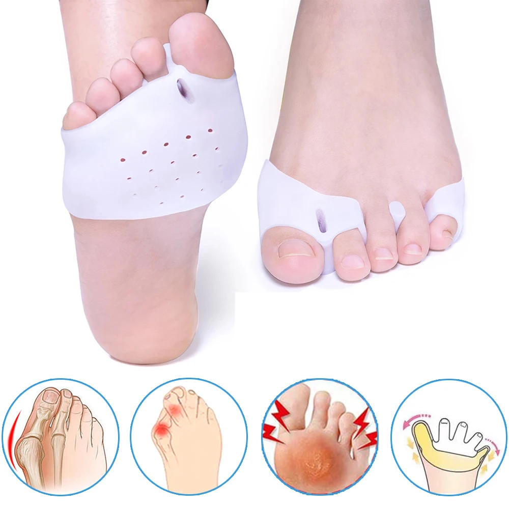 

Silicone Forefoot Pad Bunion Hallux Valgus Orthopedic Insole Toe Separator Calluses Blister Care Pain Relief Protect Feet Pad