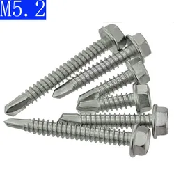 M5.2  5.2mm  410 Stainless Steel Self-Drilling Tapping Screws Hex Head DIN7504 Drilling Screws
