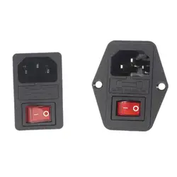 New Red Rocker Switch Fused IEC320 C14 Inlet Power Socket Fuse Switch Connector Plug Connector and Fuse