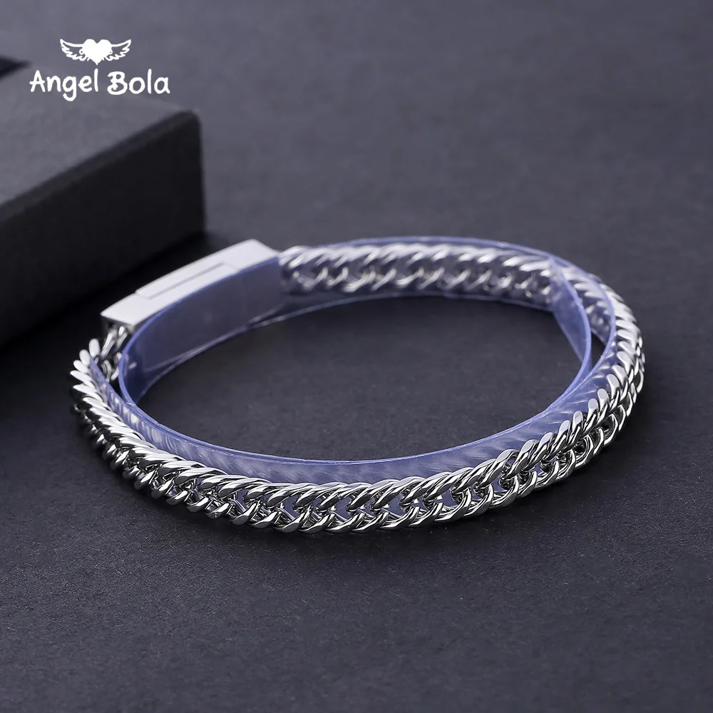 Simple Stainless Steel Chain Buddha Bracelet for Men Buddha Braclets & Bangles Male Female Hip Hop Party Punk Rock Jewelry