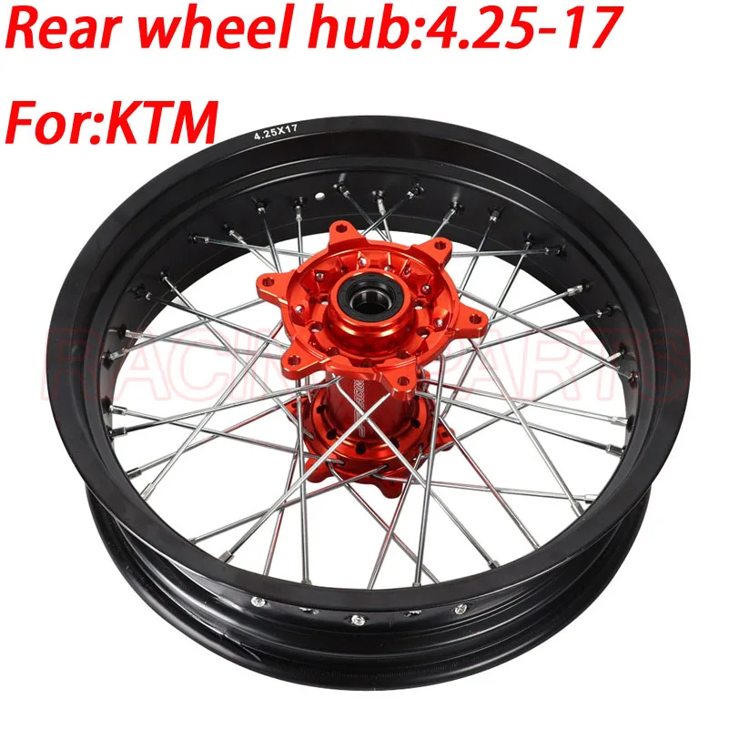 

4.25*17" Supermotard Raer Wheel Orange Hub Rim For KTM SXF EXC-R XC-F SX EXC 300 450 125 250 350 530 2003-2017 2008 2007