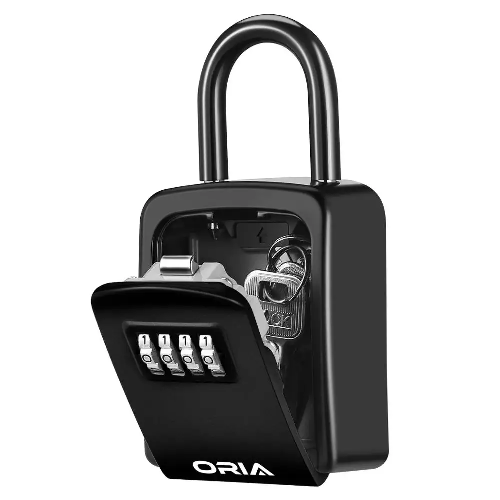 ORIA Key Lock Box Wall Mounted Key Safe Box Weatherproof 4 Digit Combination Key Storage Lock Box Indoor Outdoor Key Holder