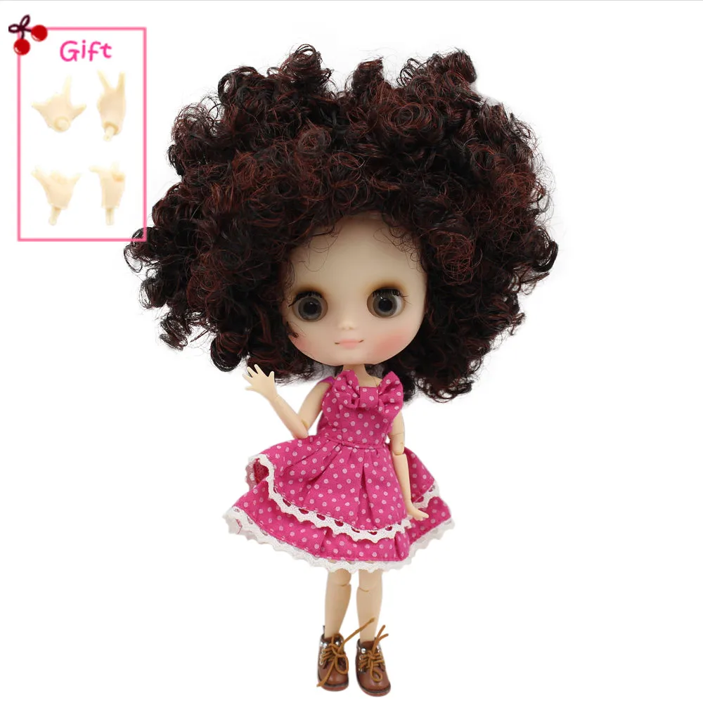 ICY DBS Middie Blyth doll Series No.BL910310362 Brown mix Black curly hair Matte face 1/8 BJD