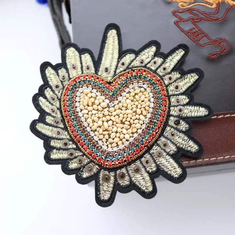 Handmade love cloth stickers DIY beaded clothes decoration applique accessories shoe bag decoration