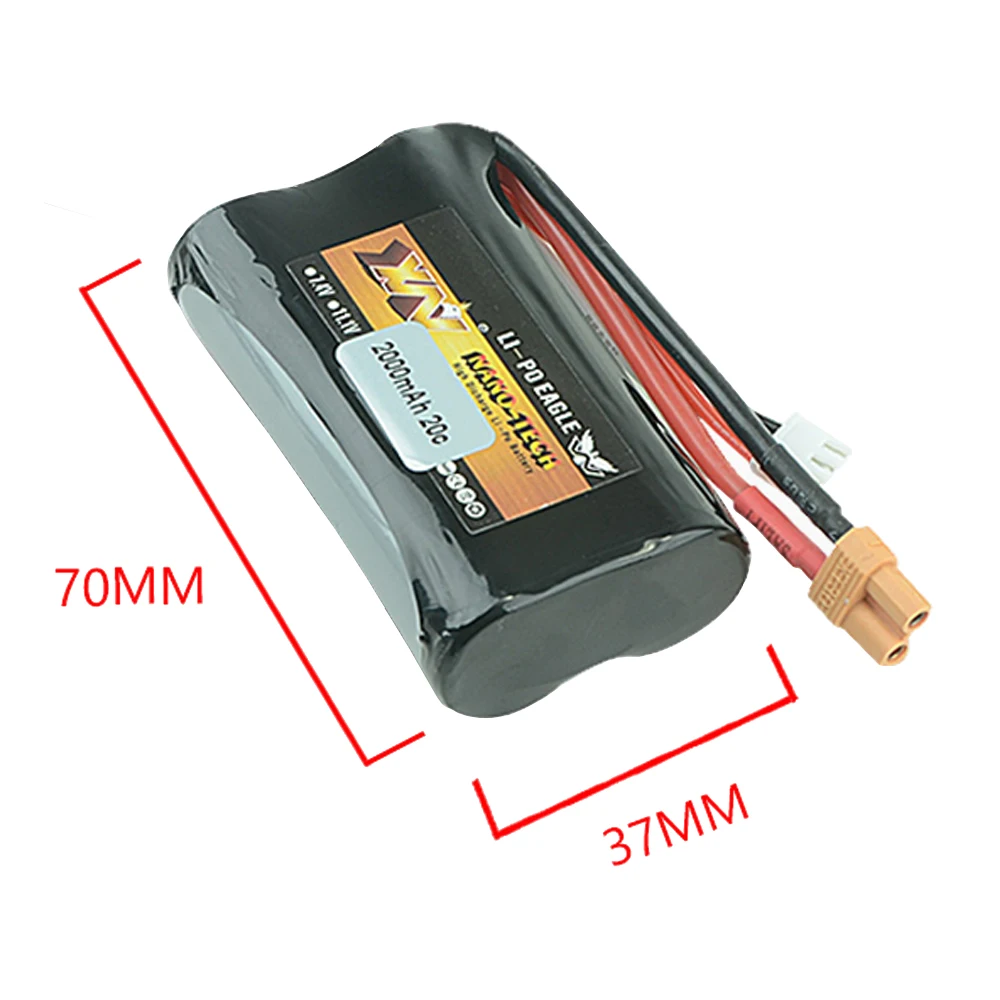 3Pcs Yw 7.4V 2S 2000Mah 20C Lipo Batterij Met XT30 Connectors Voor Rc Wltoys Auto Vrachtwagen buggy Vliegtuig Helicopter Quadcopter Boot