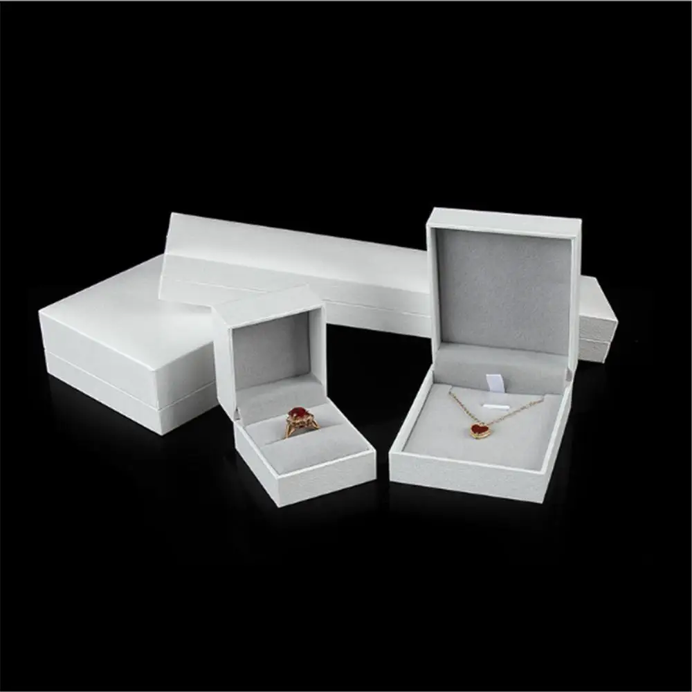 High-grade Leather Paper White Jewelry Display Box Errings Necklace Ring Bracelet Storage Box Jewelry Case Gift Packaging Box